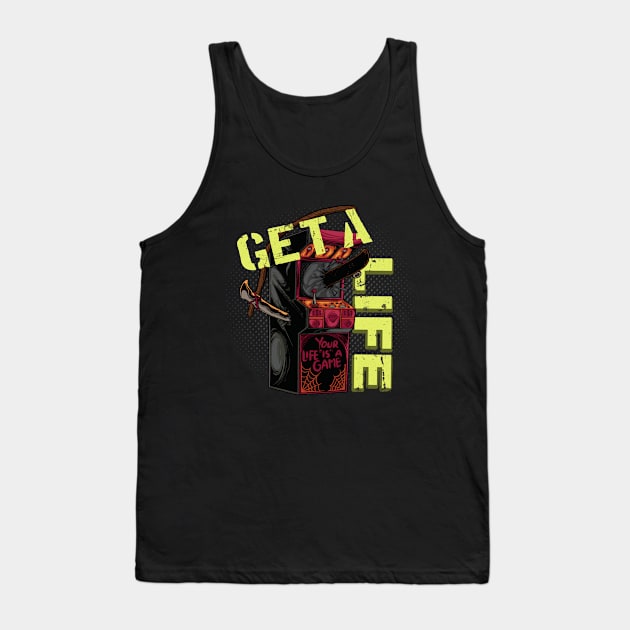 Get a Life retro Game Machine Gamer Gifts Tank Top by Foxxy Merch